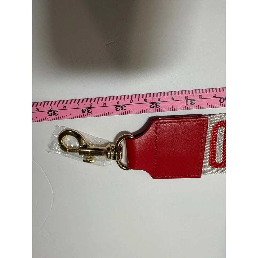 Red Leather Accordion Crossbody Bag Hollywood Logo Strap Gold‎ Hardware